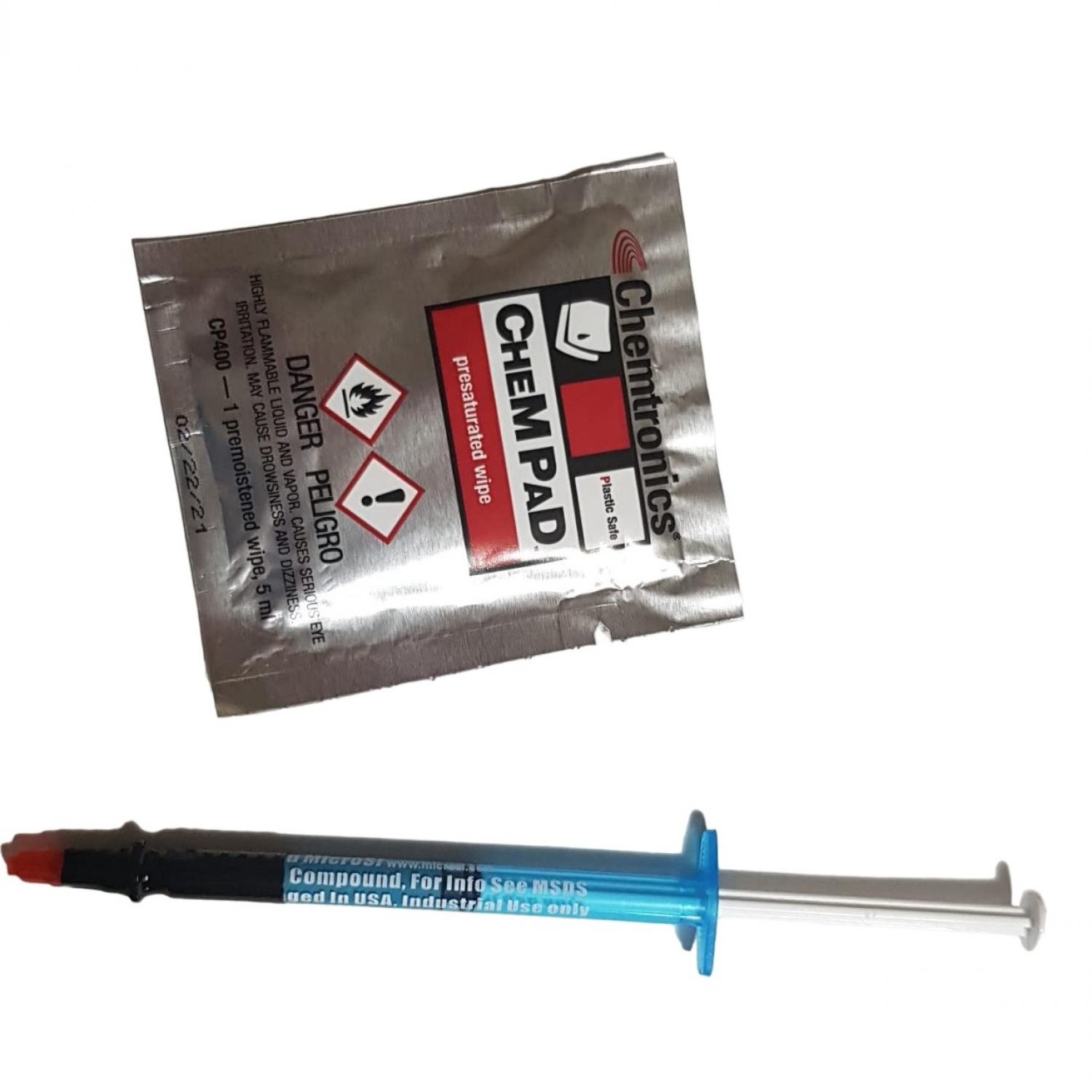 Shin-etsu Microsi Silicone Heatsink/processor Thermal Compound Paste Syringe And Chemtronics Chempad Cp400 Combo